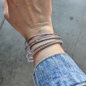 Vintage Purple Metal Bangle Bracelet Set